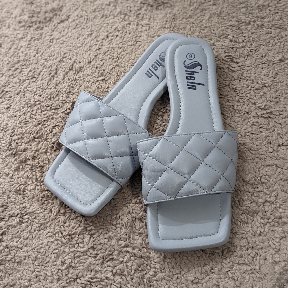 Square toe slides - powder blue - size 8
